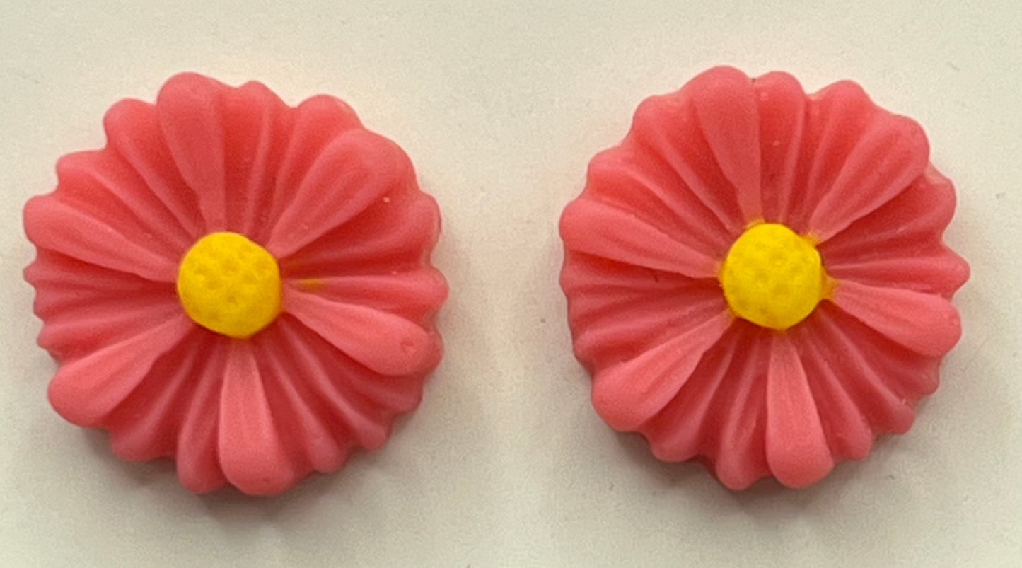 Single Pair Coral Flower Studs