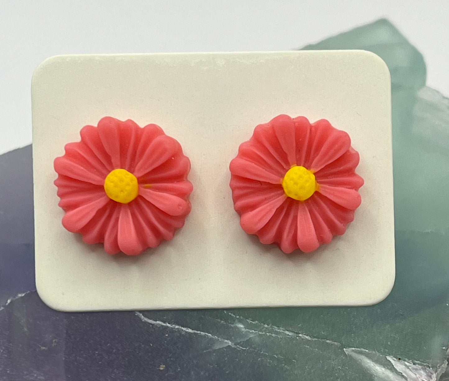 Single Pair Coral Flower Studs