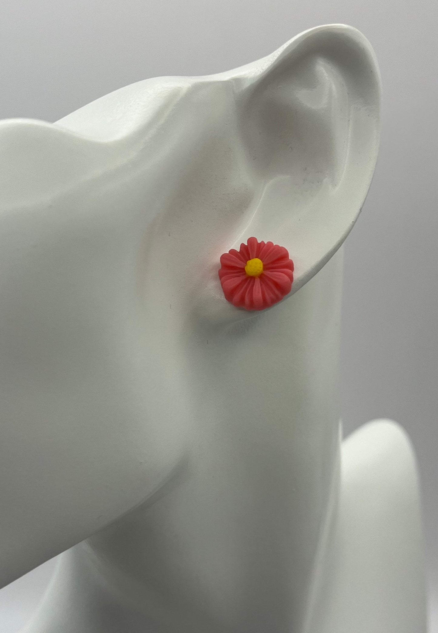 Single Pair Coral Flower Studs