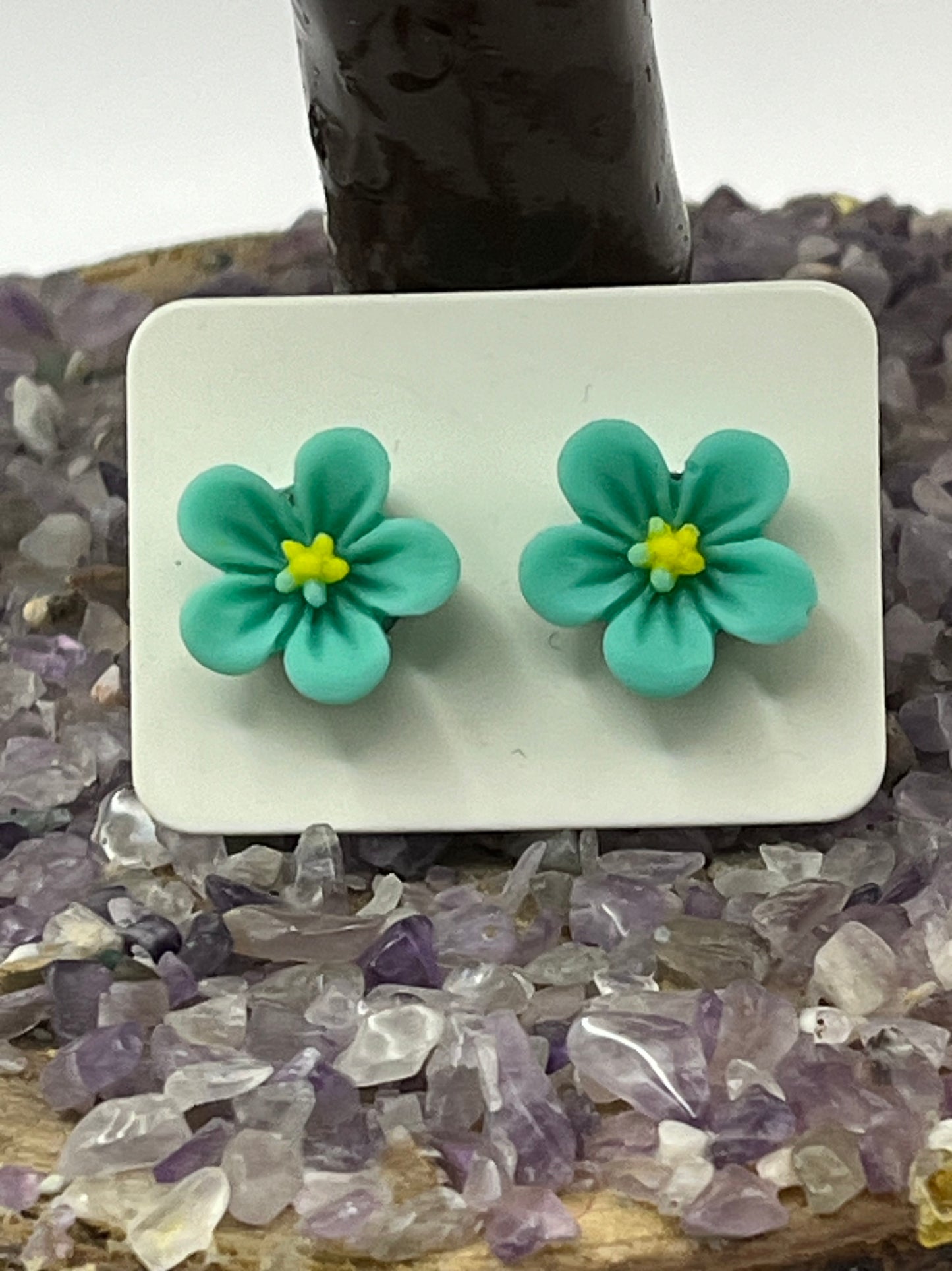 Single Pair Teal Flower Studs
