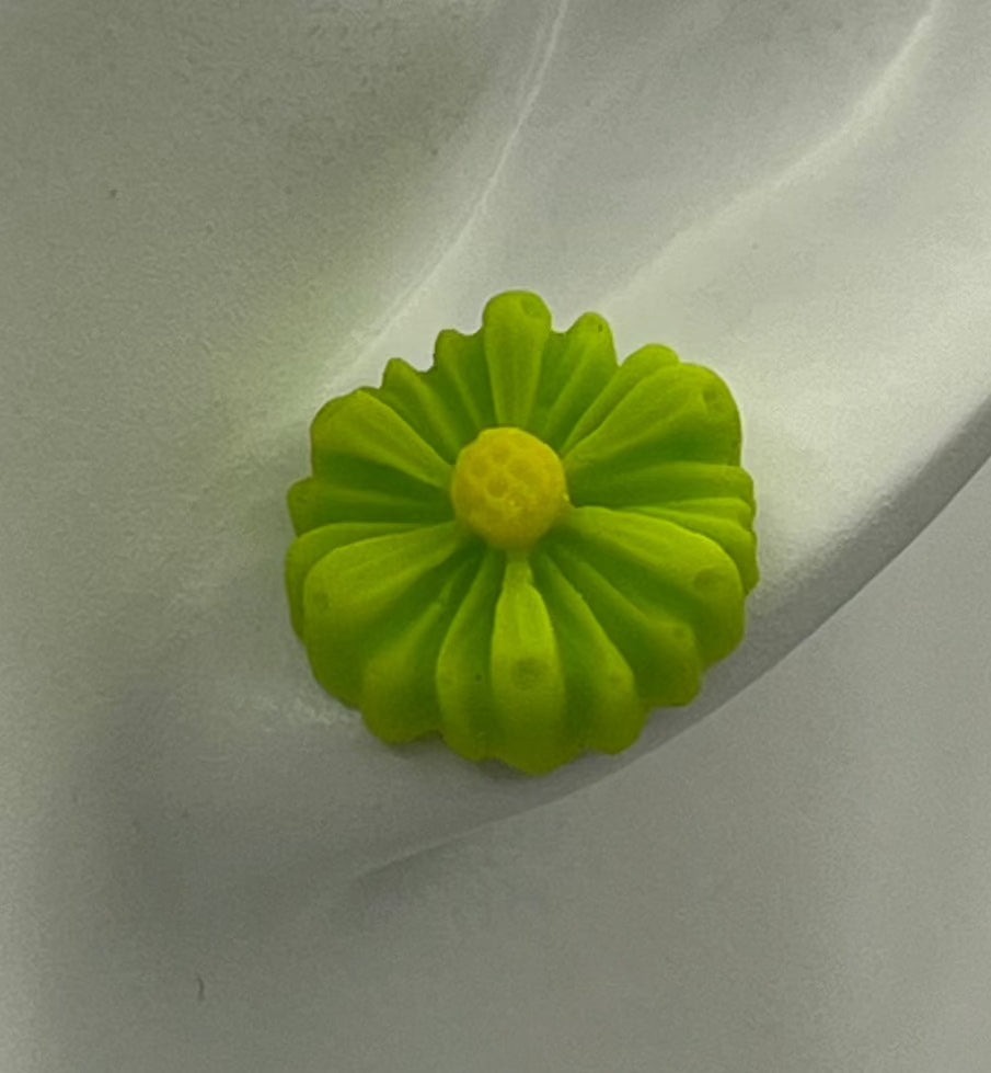 Single Pair Lime Green Flower Studs