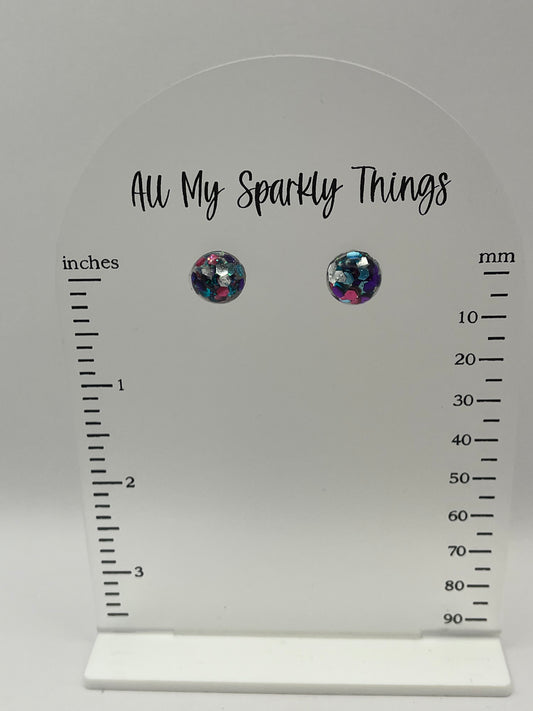 Single pair Pink, Purple, Blue, and Silver Studs