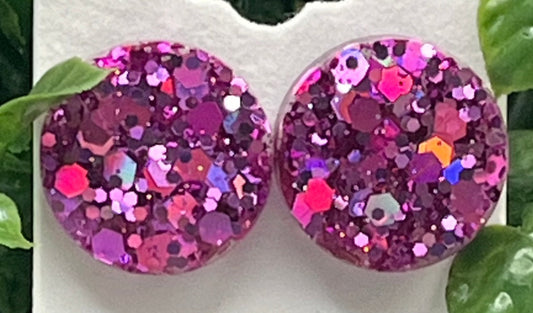 Large 18 mm Studs Pink Holographic