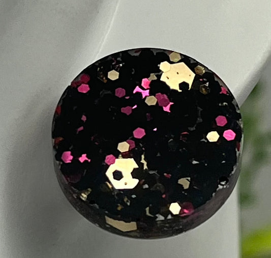 Large 18 mm Studs Black with Pink and Rose Gold