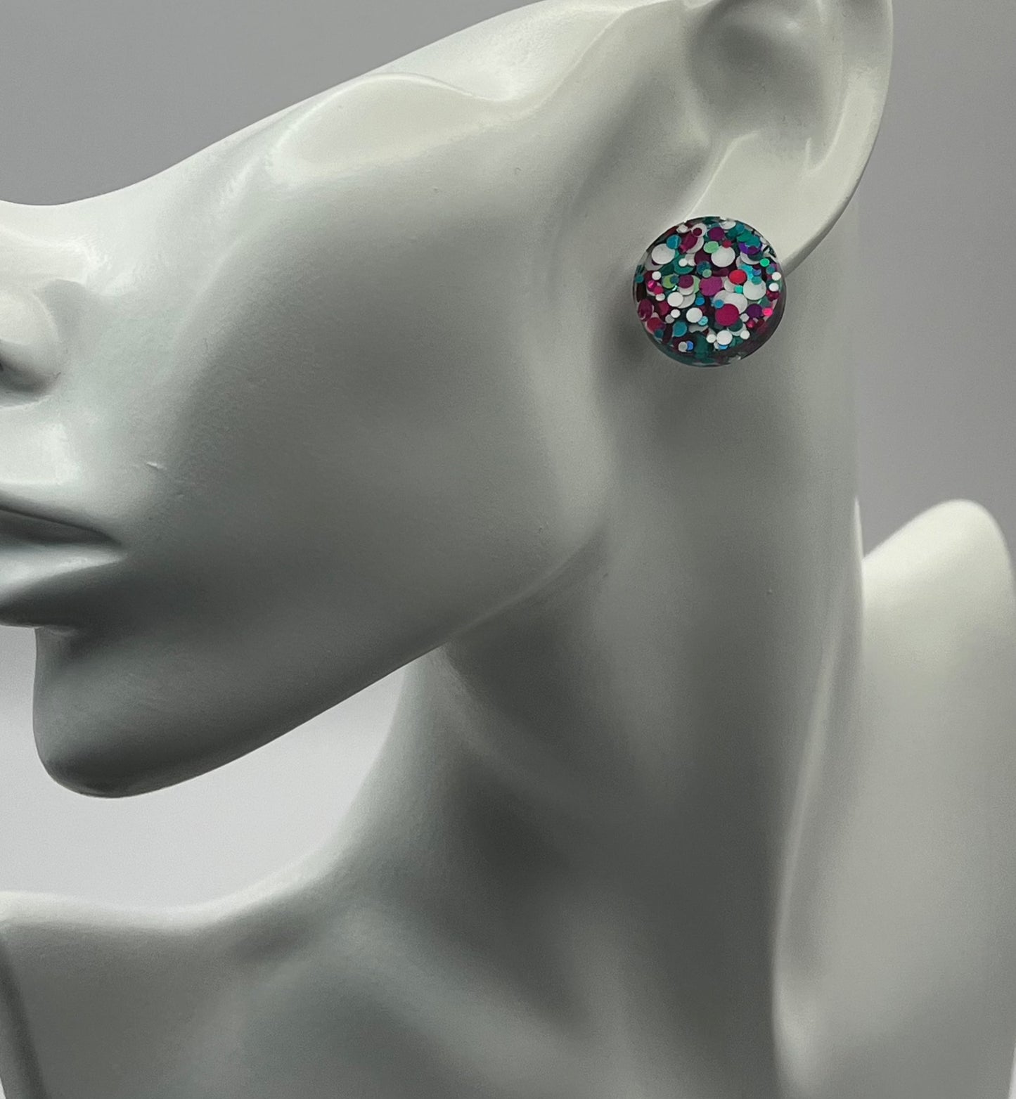Large 18 mm Studs, Pink, Teal, and White