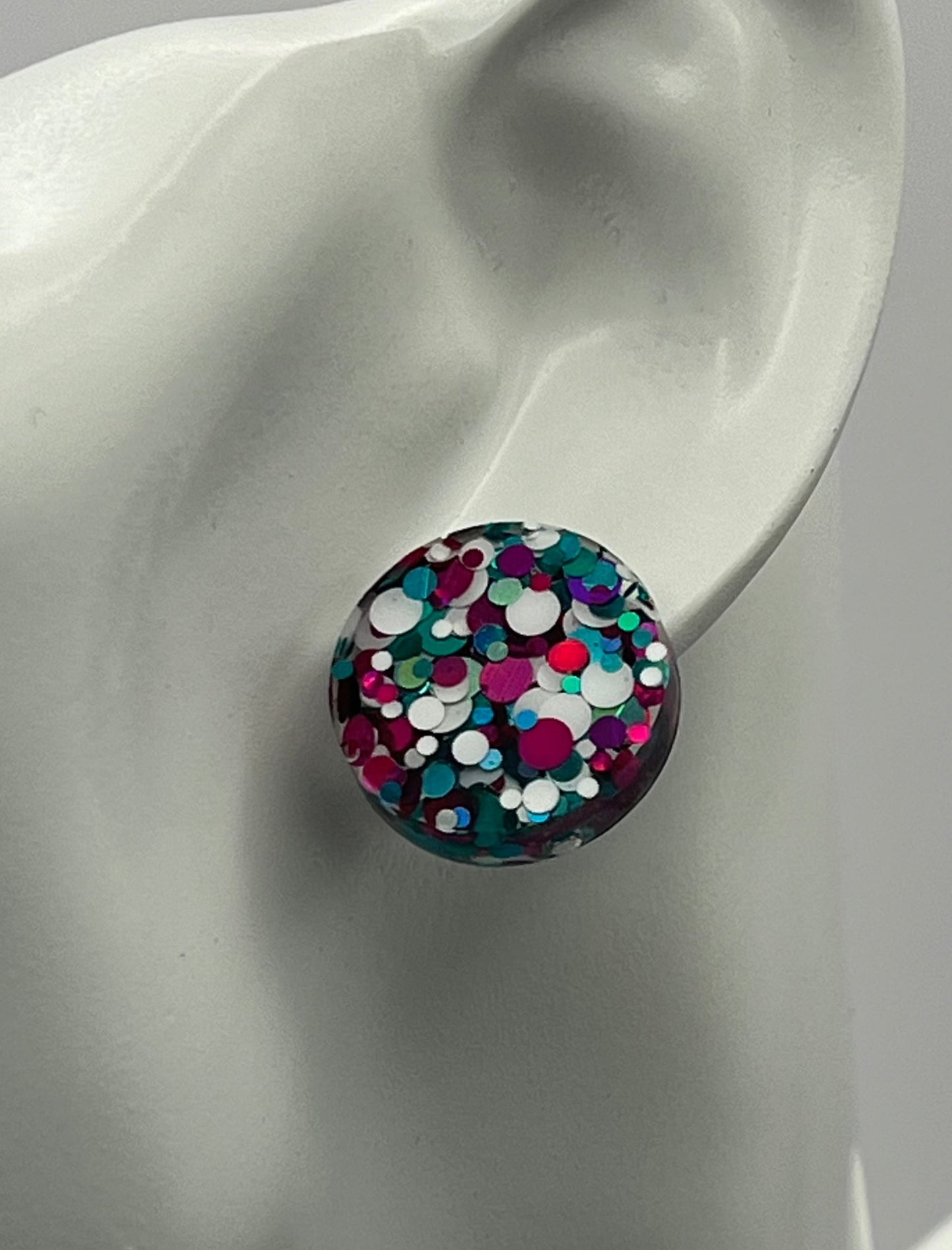 Large 18 mm Studs, Pink, Teal, and White