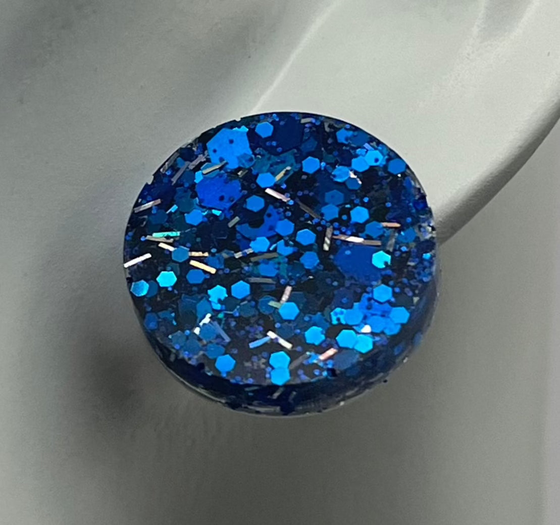 Large 18 mm Studs Blue with Silver Sparkles