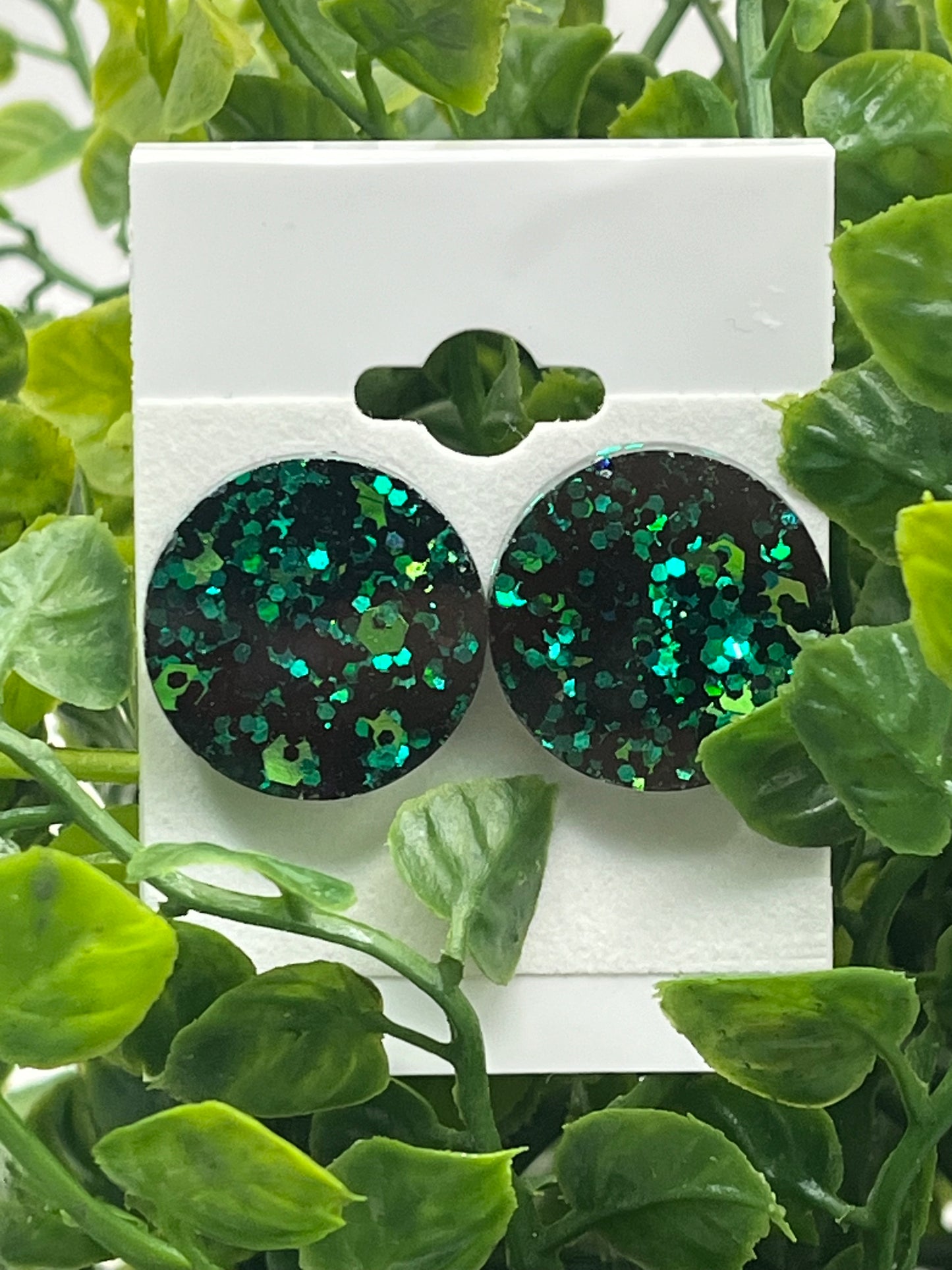Large 18 mm Studs Black with Green