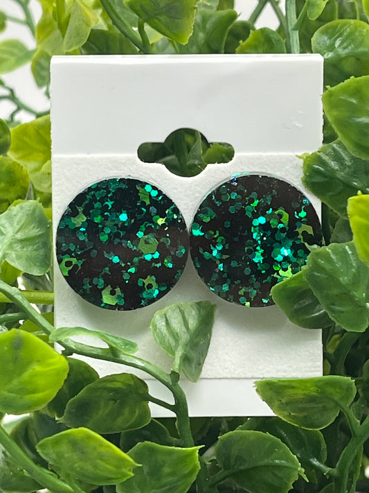 Large 18 mm Studs Black with Green