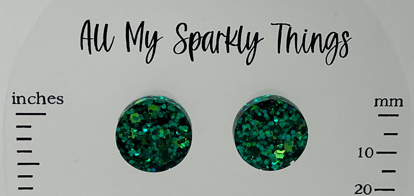 Large 18 mm Studs Green Holographic