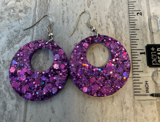 Medium Hoop Earrings Pinkish Purple