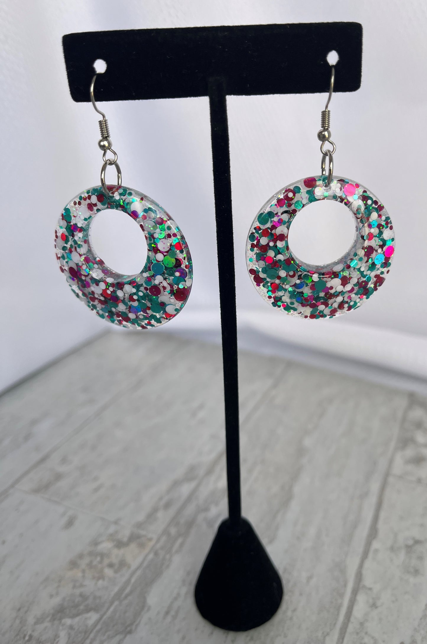 Medium Hoops Pink, White, and Teal