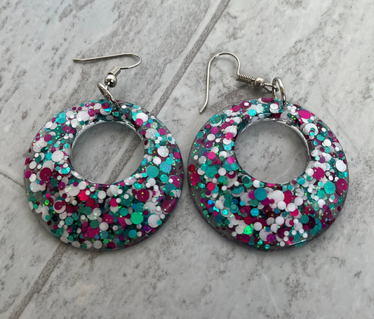 Medium Hoops Pink, White, and Teal