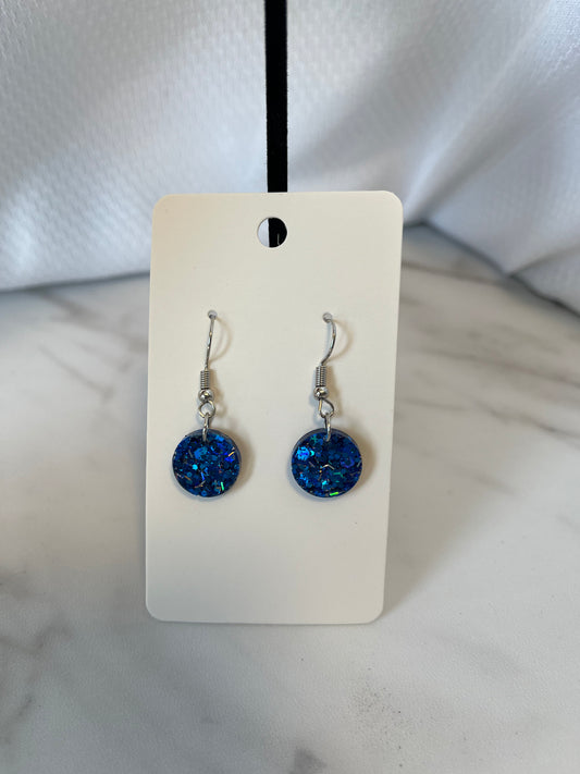 Small Circle Earrings Royal Blue w/ Silver