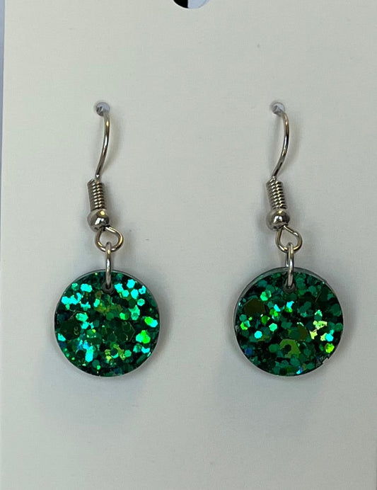 Small Circle Earrings Light and Dark Green