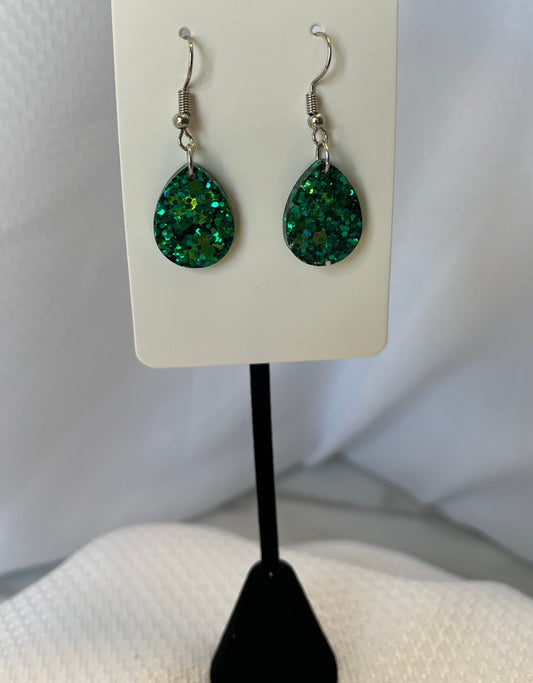 Small Teardrop Earrings Light and Dark Green