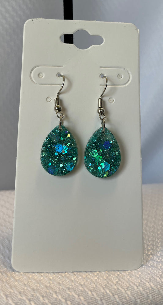 Small Teardrop Earrings Teal