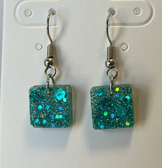 Small Square Earrings Teal
