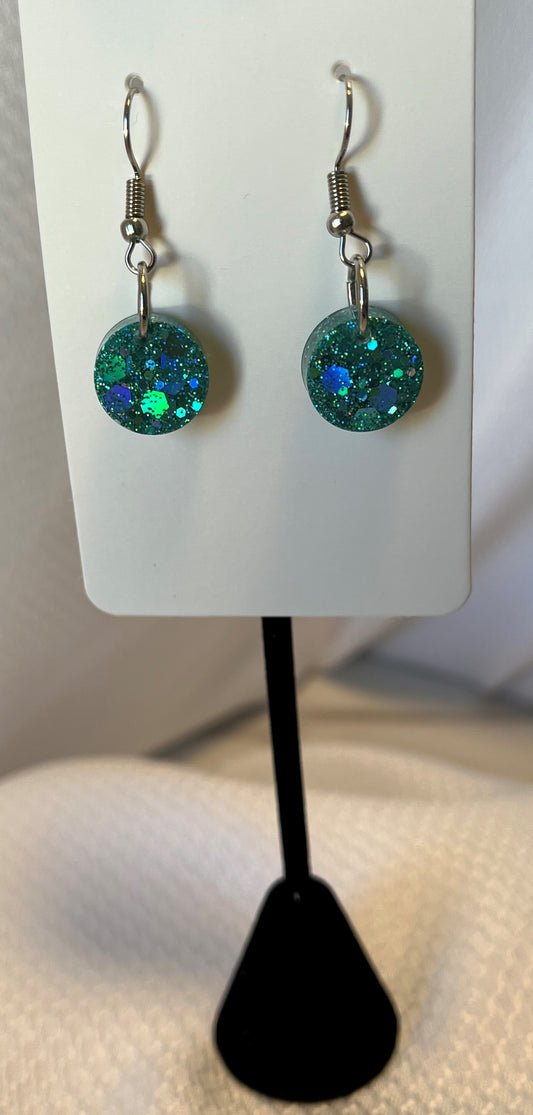 Small Circle Earrings Teal