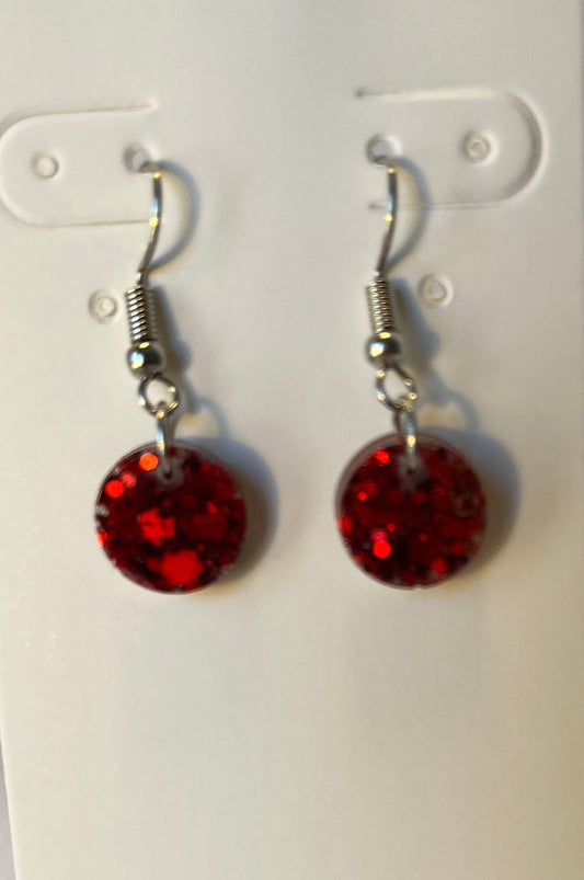 Small Circle Earrings Bright Red