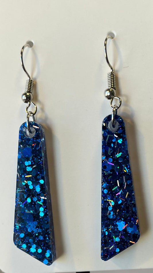Medium Dangle Earrings Royal Blue w/ Silver