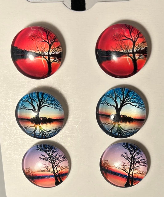 Three pair pack, red trees, blue sunset trees, pink sunset trees