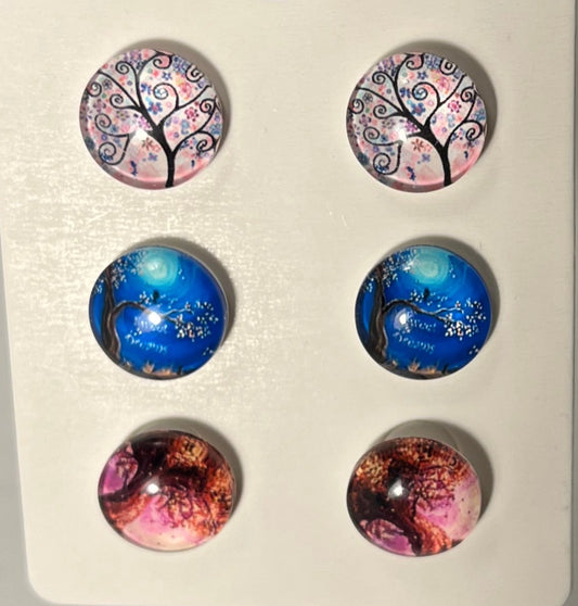 Three pair pack, light pink trees, blue trees, pink trees