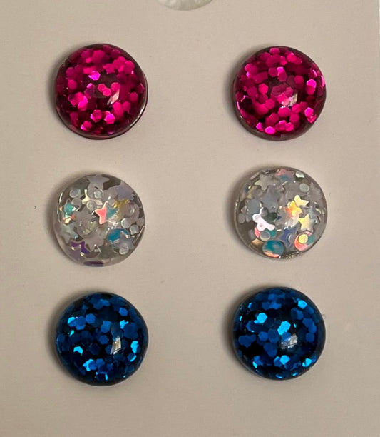 Three pair pack, Pink, White, and Royal Blue